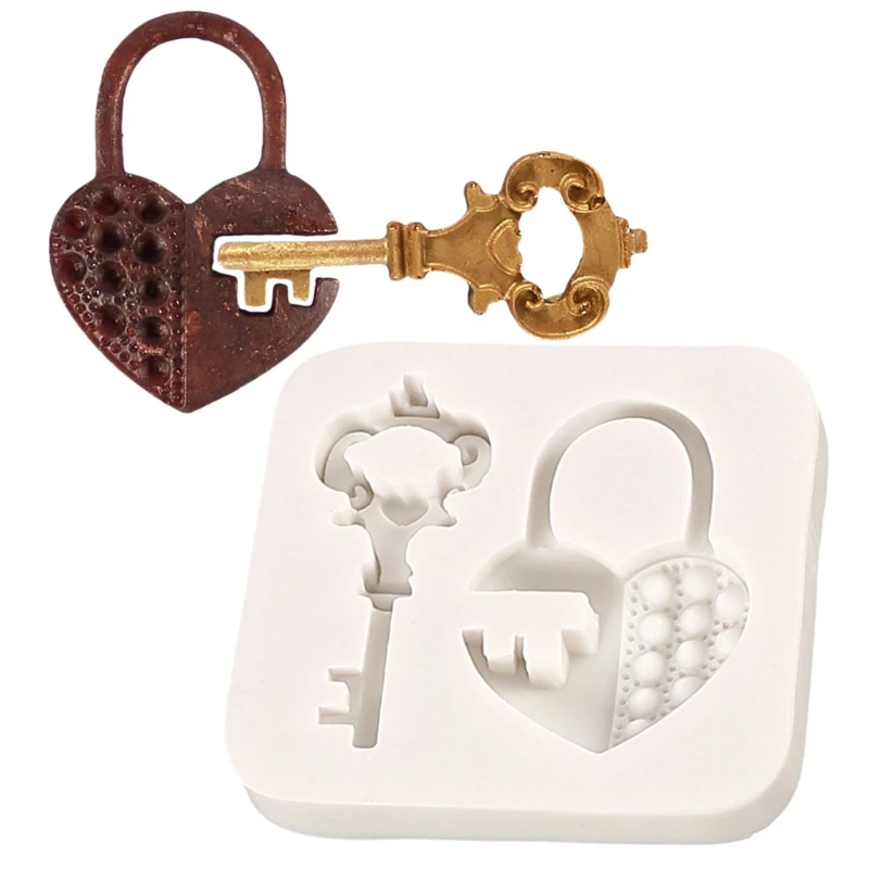 

2021 New Retro Key Lock Keychain Epoxy Resin Mold Earrings Necklace Silicone Mould DIY Crafts Jewelry Pendants Casting Tool