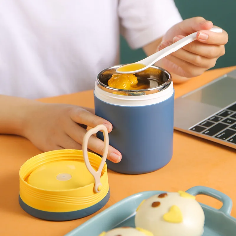 

304 Stainless Steel Japanese Soup Cup Portable Hand Held Spoon With Lid Sealed And Leak Proof Breakfast Cup Milk Cup