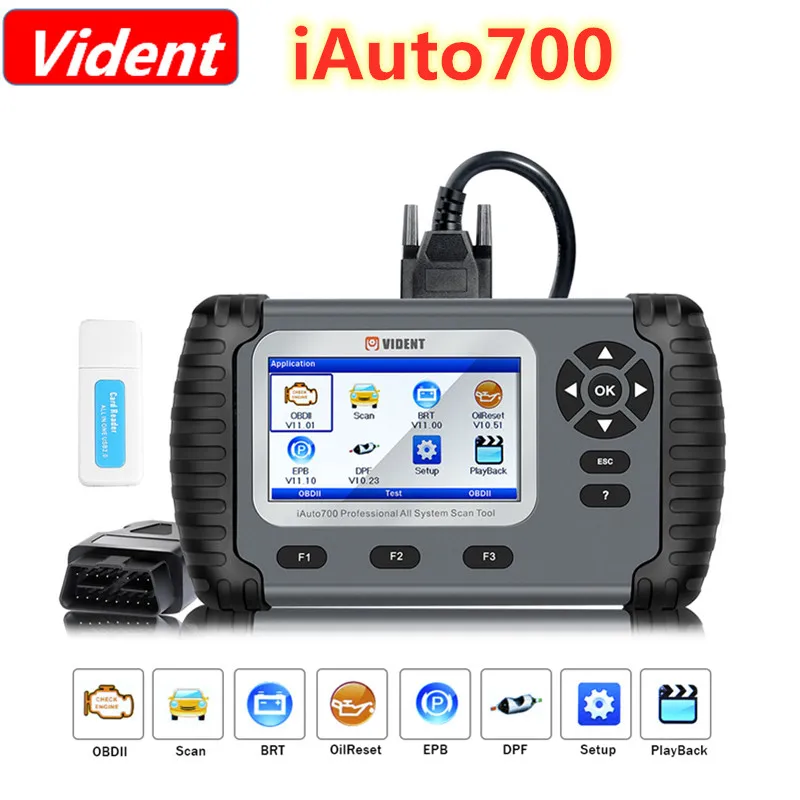 VIDENT iAuto700 вся система сканирования для двигателя масляный светильник EPB EPS ABS Сброс подушки безопасности для большего количества транспортных средств