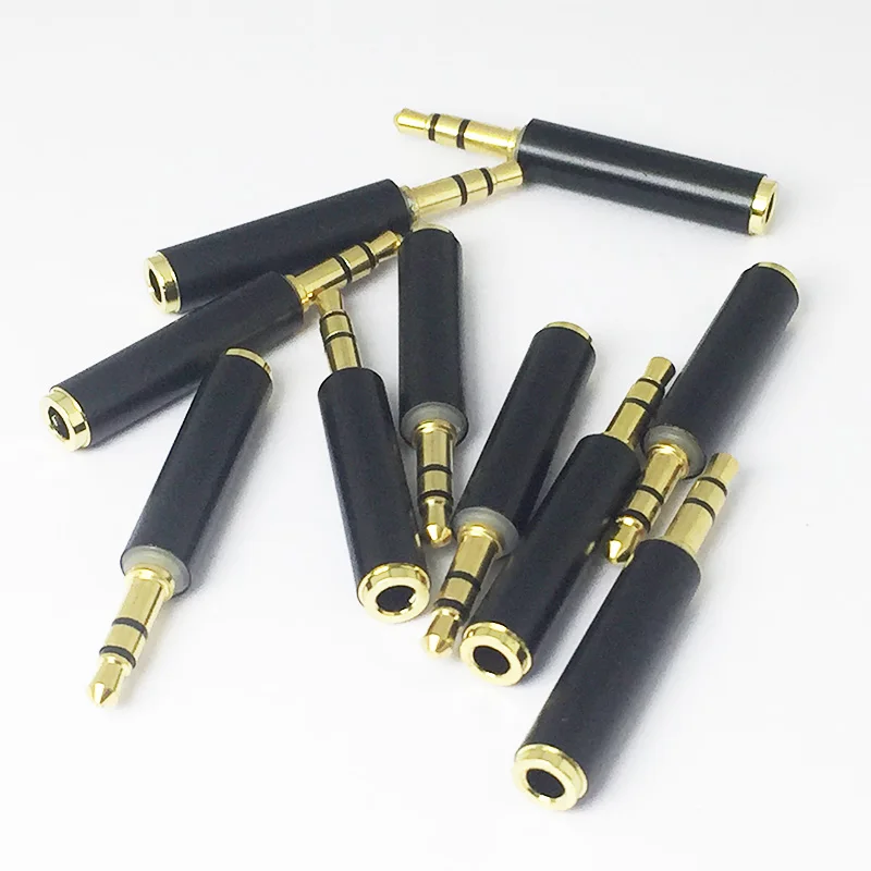 

100pcs/lot 3.5 mm Male to Female Adapter Gold Plated 3 Pole 3.5mm Male Plug to 3.5mm 4 Pin Female Jack Audio Connector Converter
