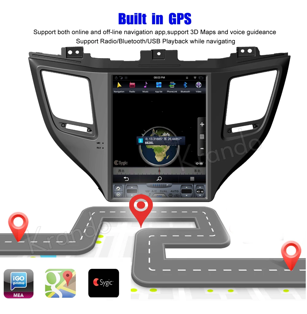 Krando Android 8 1 10 4 &quotTesla вертикальный экран автомобильный аудио радио gps плеер для Hyundai