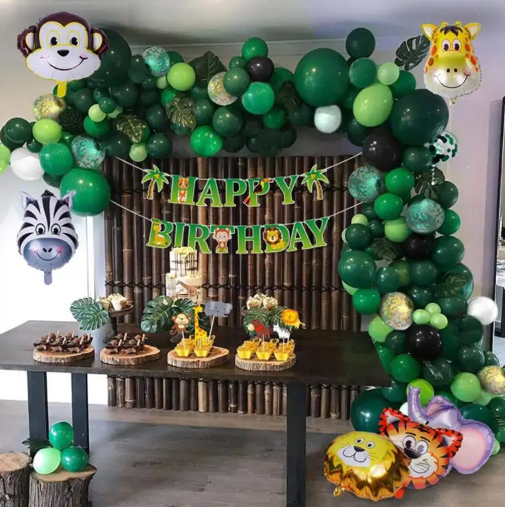 

176pc Jungle Safari Theme Party Supplies Green Balloons Garland Arch Kit Birthday Baby Shower Forest Party Christmas Decorations