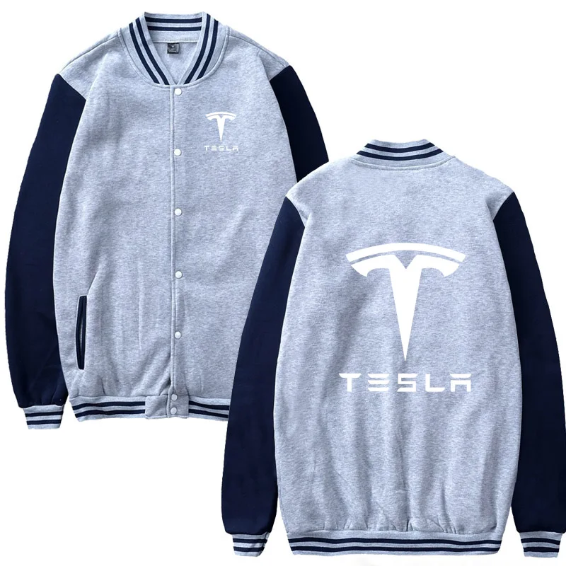 

2021 Mens Baseball Jacket Tesla Car Logo Printed Casual Harajuku Sweatshirts Mens Baseball uniform Slim Fit Unisex Clothing