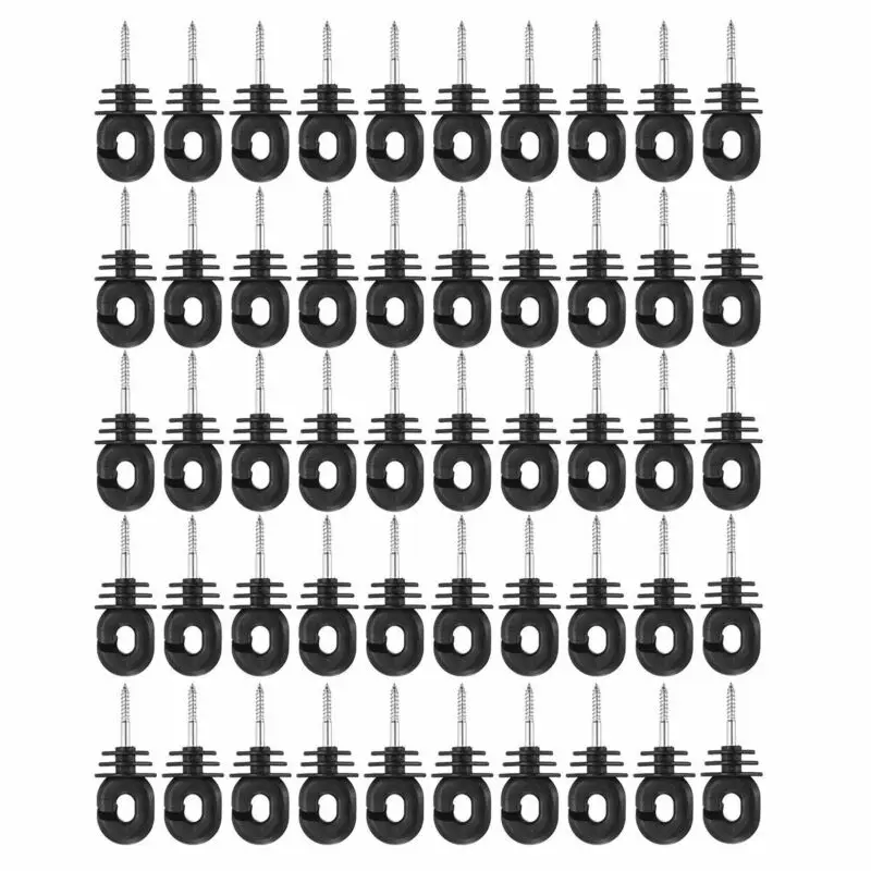 

50 PCS Wood Post Ring Insulator Tape Screw In Electric Fencing Fence Cord Wire !