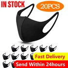 Стирающаяся эластичная дыхательная маска с петлями для ушей, 20 шт., многоразовая модная черная маска с защитой от пыли для взрослых