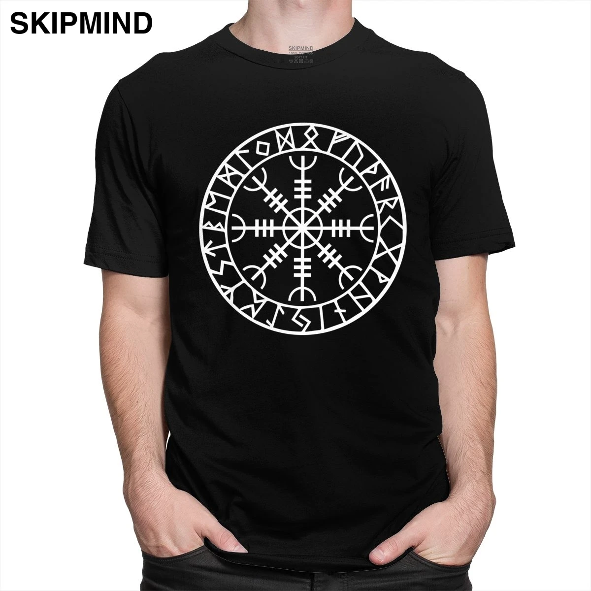 Крутой норвежский викинг Рунический амулет футболка Для мужчин с короткими