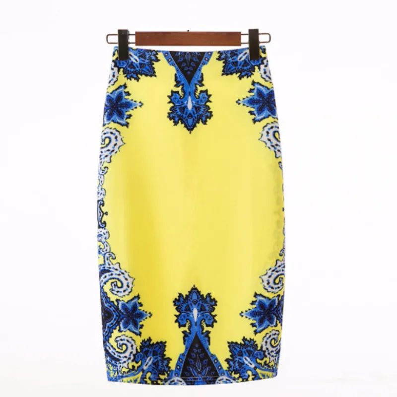 Юбка-карандаш с цветочным принтом и завышенной талией женская модная офисная