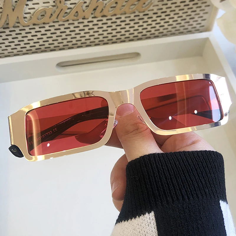 

Vintage Small Sqaure Gradient Alloy Sunglasses For Women Brand Rectangle Hip Hop Sun Glasses Men 2021 Fashion Cool Punk Shades