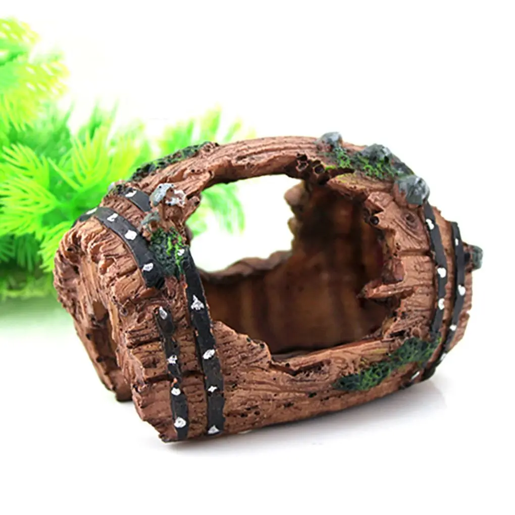 

Aquarium Wine Barrel Resin Ornament Artificial Barrels Cave Fish Tank Landscape Decoration