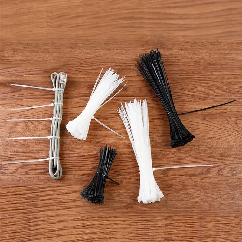 

100pcs Cable Zipped Ties Nylon Plastic Wire Ties Strap Self-locking Wraps for Sorting out Cords Bundling Cables Wires