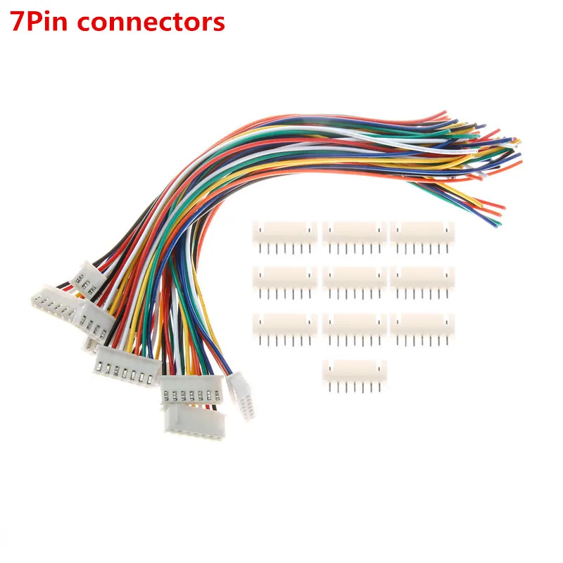 10Set 7Pin 10 комплектов 2/3/4/5/6/7/8/9/10 булавки шаг мужской женский разъем JST XH 2,54 XH 2,54 мм 15 см провода Длина 24AWG Кабельный разъем - Цвет: 10Set 7Pin