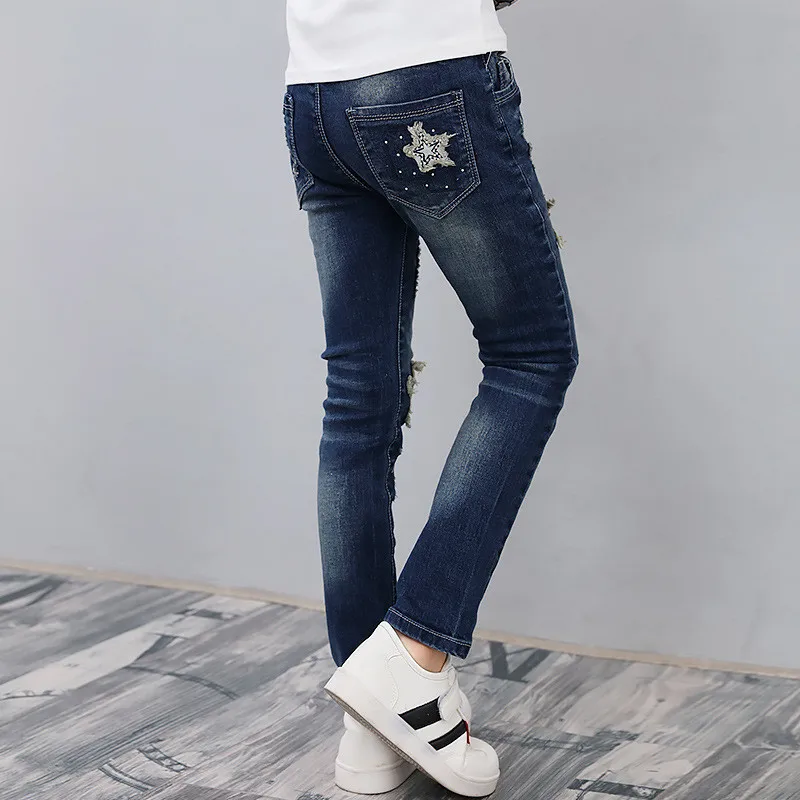 Джинсы для девочек хлопковые брюки детские джинсы с принтом со звездой Gaueey