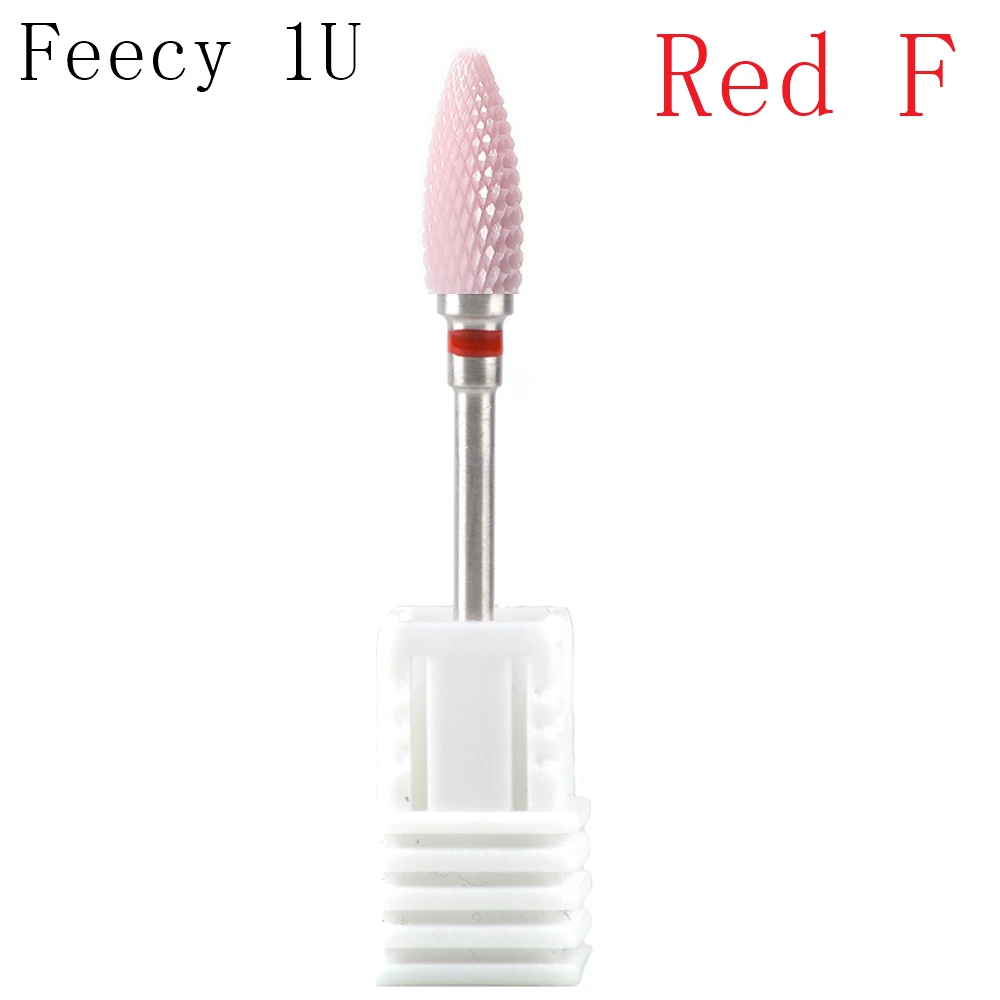 Feecy 1U Red F Фрезерный резак для маникюрных инструментов, красочный керамический сверло для ногтей, Электрический вращающийся инструмент для педикюра, маникюрный станок, аксессуары - Цвет: Feecy 1U Red F