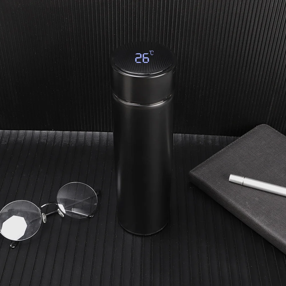 

Smart Thermos Bottle Temperature Display 304 Stainless Steel Vacuum Flasks 480ml Car Mounted