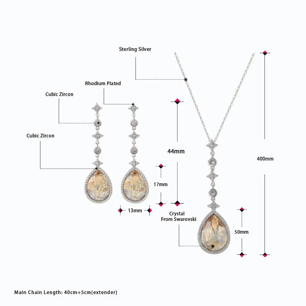 Комплект из серебра 925 пробы с подвеской и серьгами | Украшения аксессуары