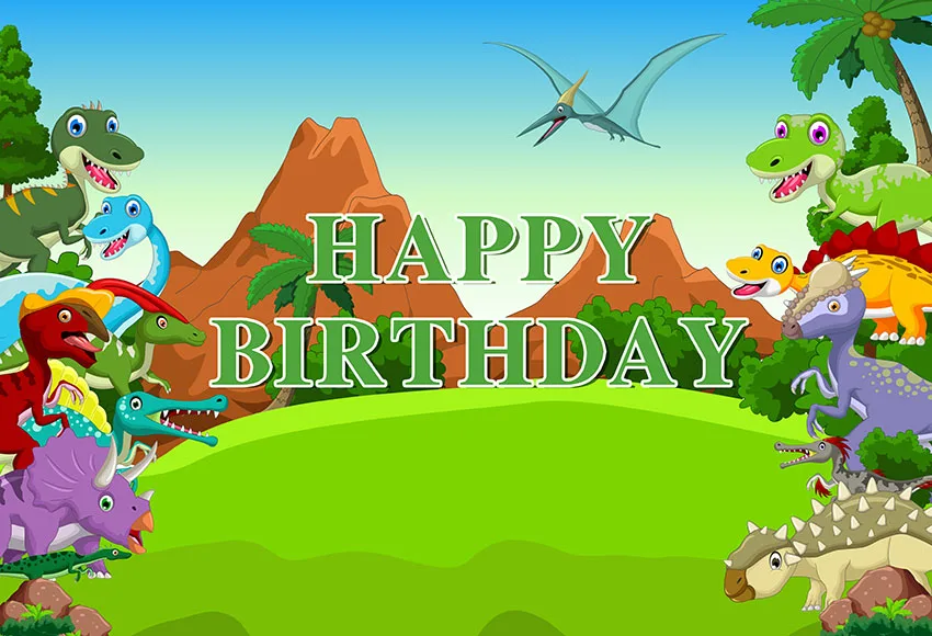 Фон для фотосъемки Mehofond с изображением динозавров и Мирового парка джунглей