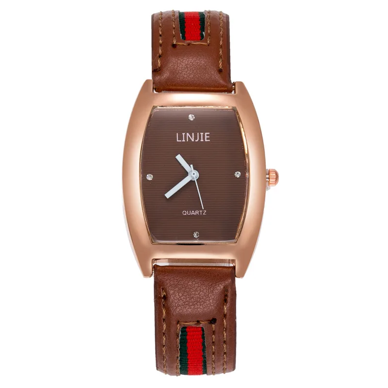 

2021 New Graceful and Fashionable Tonneau Dial Women's Watch Creative Personality Belt Student Fashion Quartz Watch Women