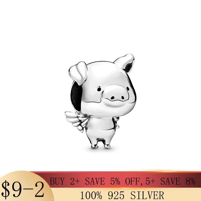 

Authentic New Little Flying Pig Charms Animal Beads Fit Original Pandora Charms Silver 925 Bracelet DIY Women Jewelry