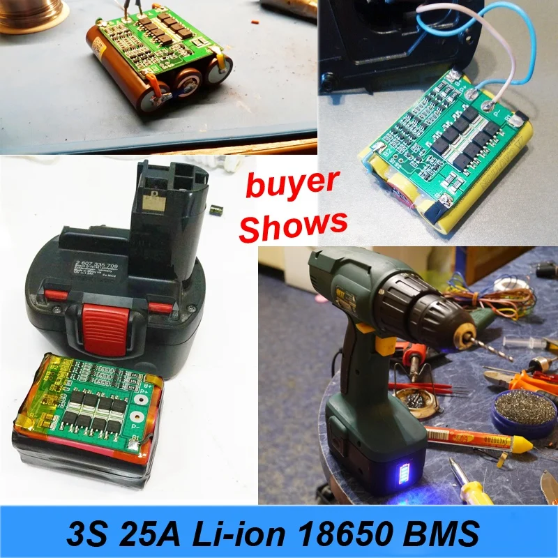 3S 40A для отвертки 12 в Li-Ion 18650 Bms Pcm Защитная плата батареи с балансирующим