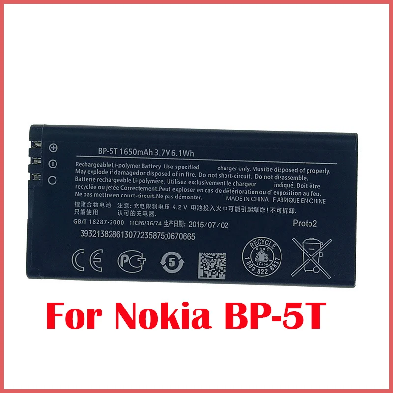 

100% Original 1650mAh BP-5T Battery For Nokia Lumia 820 820T Arrow RM-878 825 Phone New HIgh quality battery+Tracking number