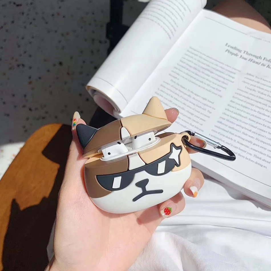3D Bluetooth беспроводной чехол для наушников с кошкой для AirPods, силиконовый защитный чехол, аксессуары для Apple Air pods, зарядная коробка