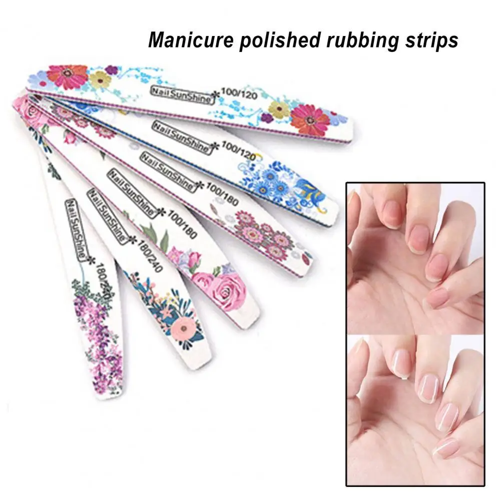 

Echo-beauty 10Pcs Double Side Nail File Anti-Abrasion DIY Floral Half Moon Emery Board for Women Daily Manicure Use