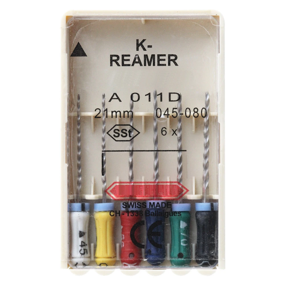 2 упаковки стоматологических K-REAMER-фильев 21/25 мм из нержавеющей стали