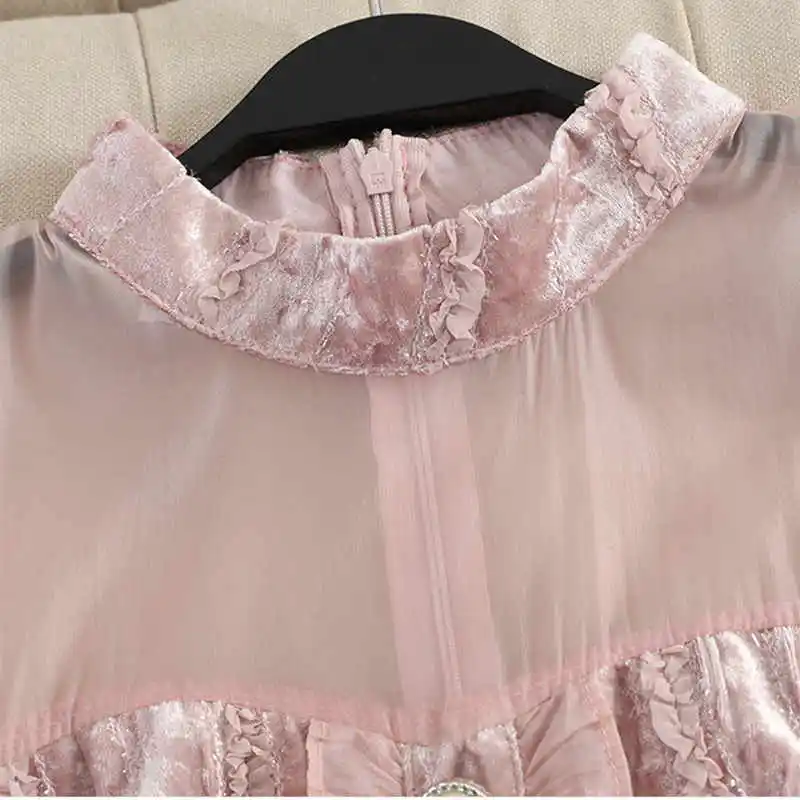 SINGRAIN женское велюровое платье модное с длинным рукавом бусинами вечерние