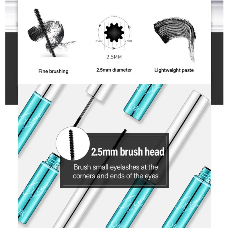 

3D Thick Lengthening Mascara Electroplating Quick Dry Fine Tiny Brush Mascara No Blooming