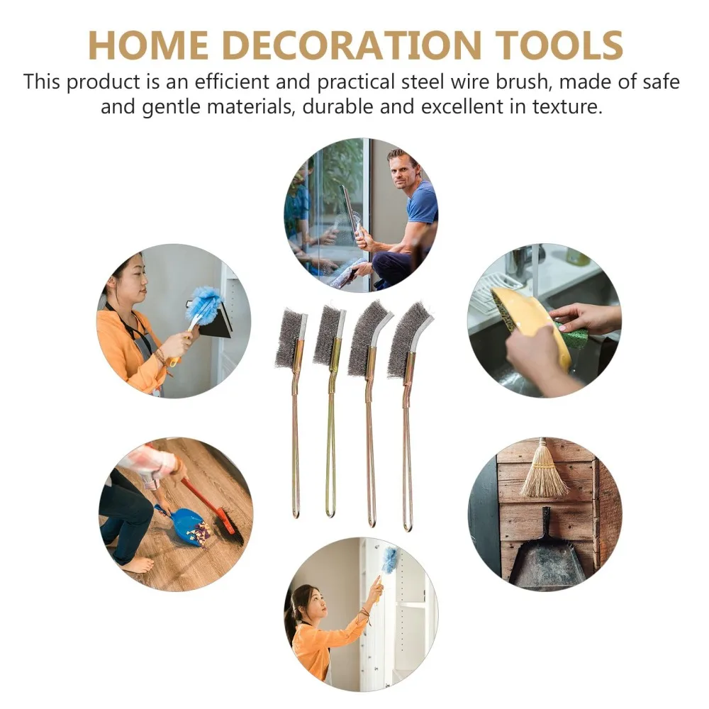 

4pcs Durable Cleaning Brush Household Polishing Brush for Daily Use (Silver)