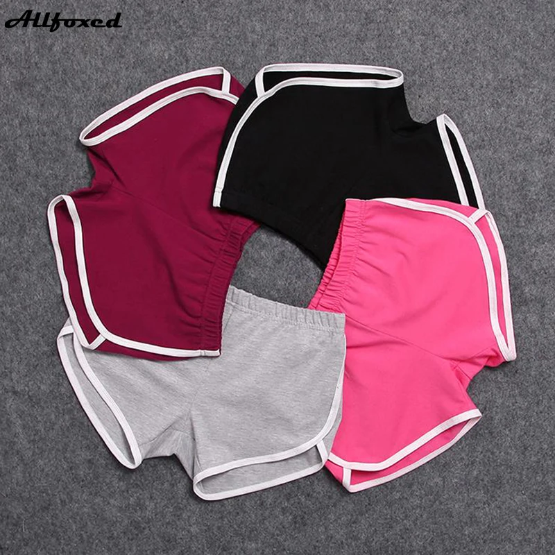 

Allfoxed Women Short Pant Casual Woman Loose Solid Soft Cotton Leisure Female Workout Waistband Skinny Stretch Yoga Shorts