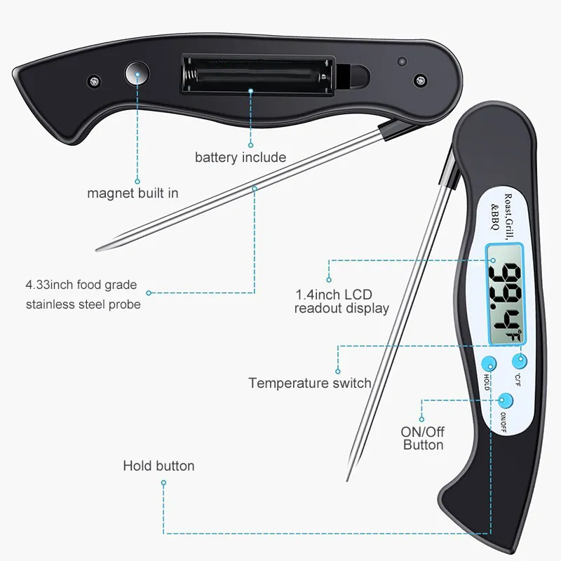 Высококачественный Складной пищевой термометр зонд Цифровой Кухонный Термометр