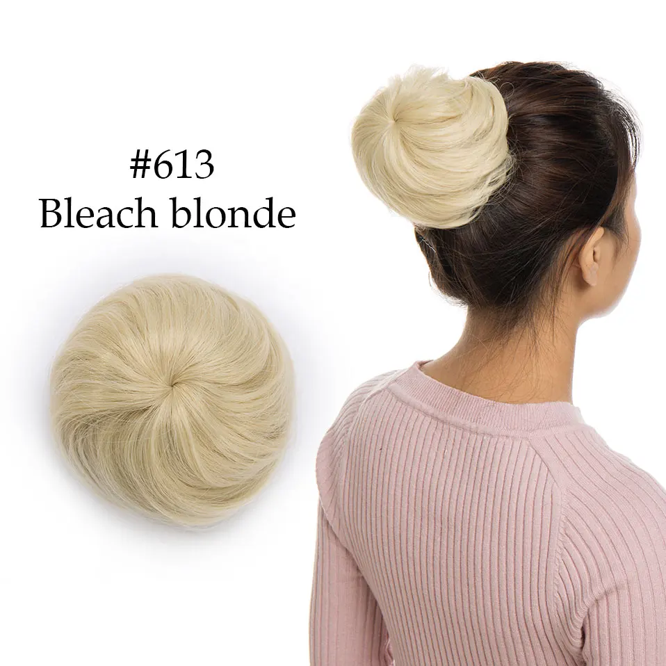bleach blonde Snoilite шнурок клип в шиньон волосы булочка синтетический пучок волос кусок шнурок updo волосы булочки для женщин кудрявые шиньон волосы - Цвет: bleach blonde