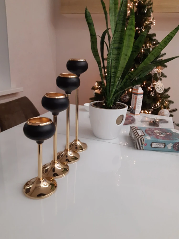 Золотой и черный металлический подсвечник украшение свадебного стола