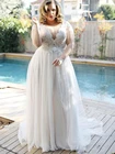 Свадебные платья размера плюс с v-образным вырезом, коротким рукавом, кружевной топ, тюль, Vestido De Novia, свадебные платья длиной до пола, 2020, элегантные