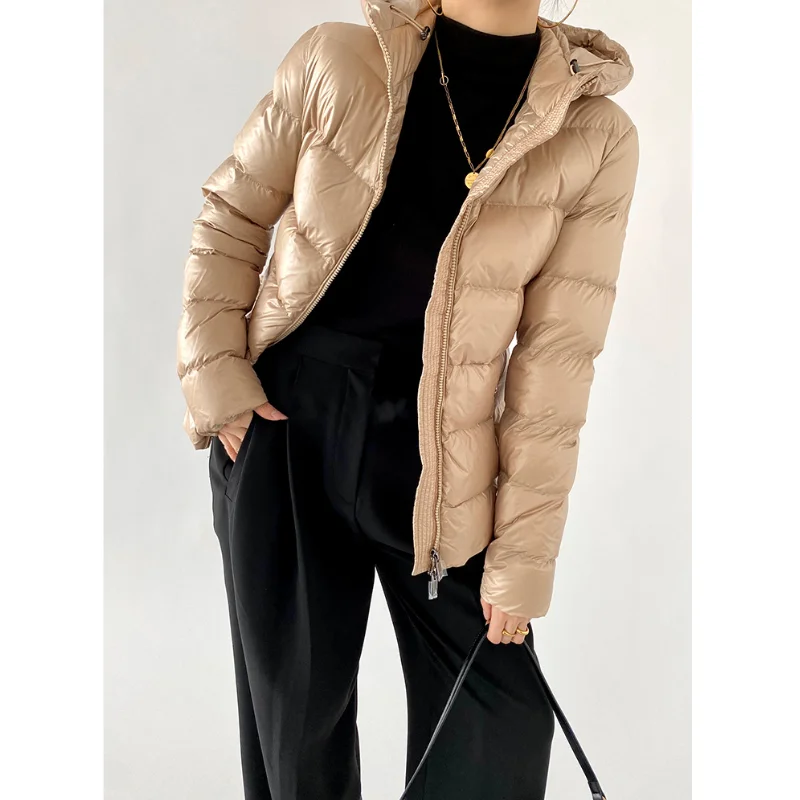 LUXUV Winter Duck Down Warm Jacket Women Ultra Light Down Coat Casual Loose Stand-Up Collar Clothes Waterproof Windproof War