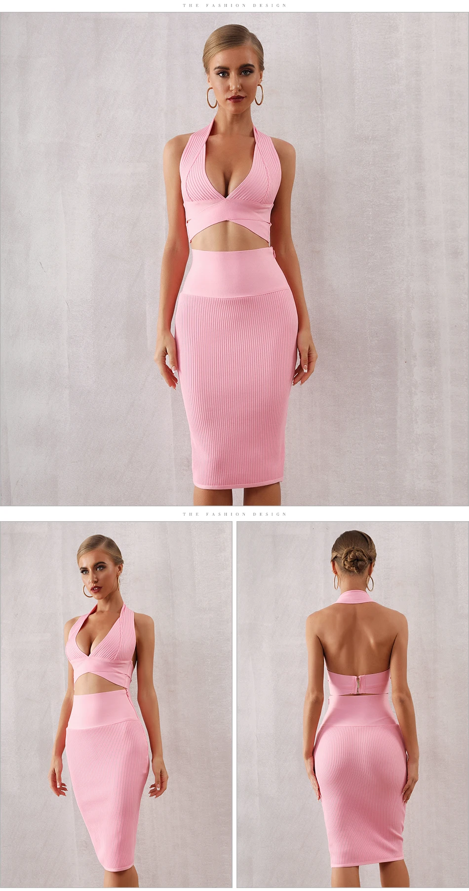ADYCE новые летние женские облегающие бандажные комплекты Vestidos 2 шт. набор топ розовый V образным вырезом Клубные вечерние платья знаменитостей