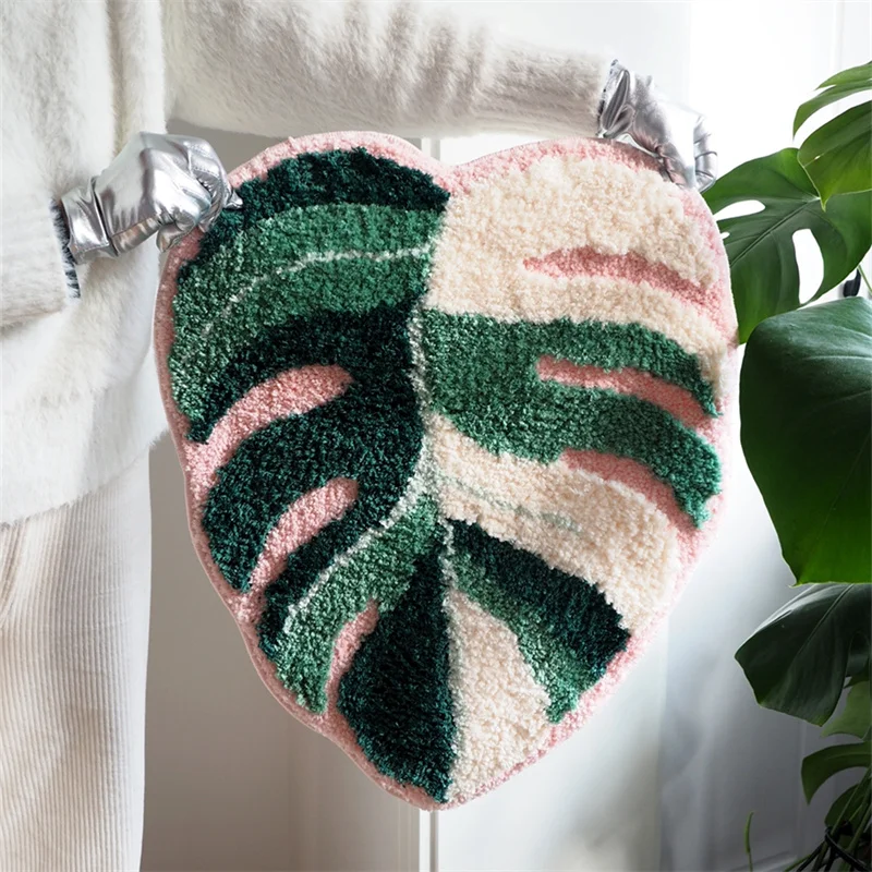 

Шикарный нескользящий коврик для ванной в виде листьев, мягкий пушистый ковер для спальни, напольный декоративный коврик для прихожей, балкона, крыльца