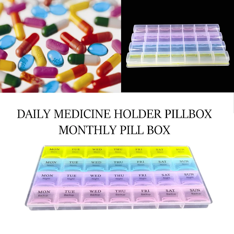 28 квадратов ежедневный держатель для лекарств Pillbox ежемесячный ящик для таблеток Органайзер диспенсер контейнер для хранения лекарств чехол