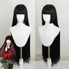 Парик для косплея HAIRJOY Kakegurui Yumeko Jabami, термостойкие синтетические волосы, длинные прямые, черный, серый