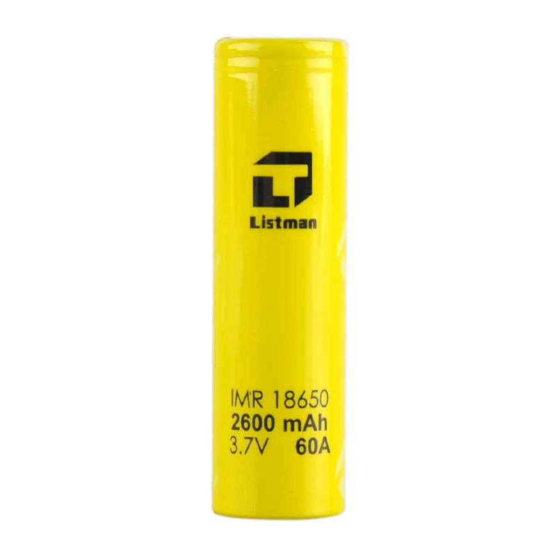 Listman IMR 18650 батарея для бокс мод электронных сигарет 3 7 V 60A 2600mAh литий ионная