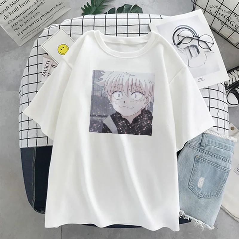 Футболка женская в стиле Харадзюку Свободный Топ с мультяшным принтом охотника X