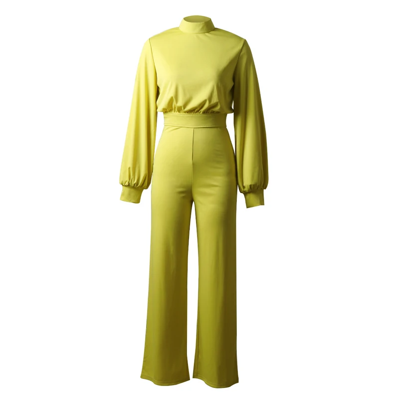 Jumpsuit Women Bodysuit Elegant Sexy Rompers Womens Long Sleeve Casual Wide Legs Jumpsuits Backless Clothes Black 2021 Fashion