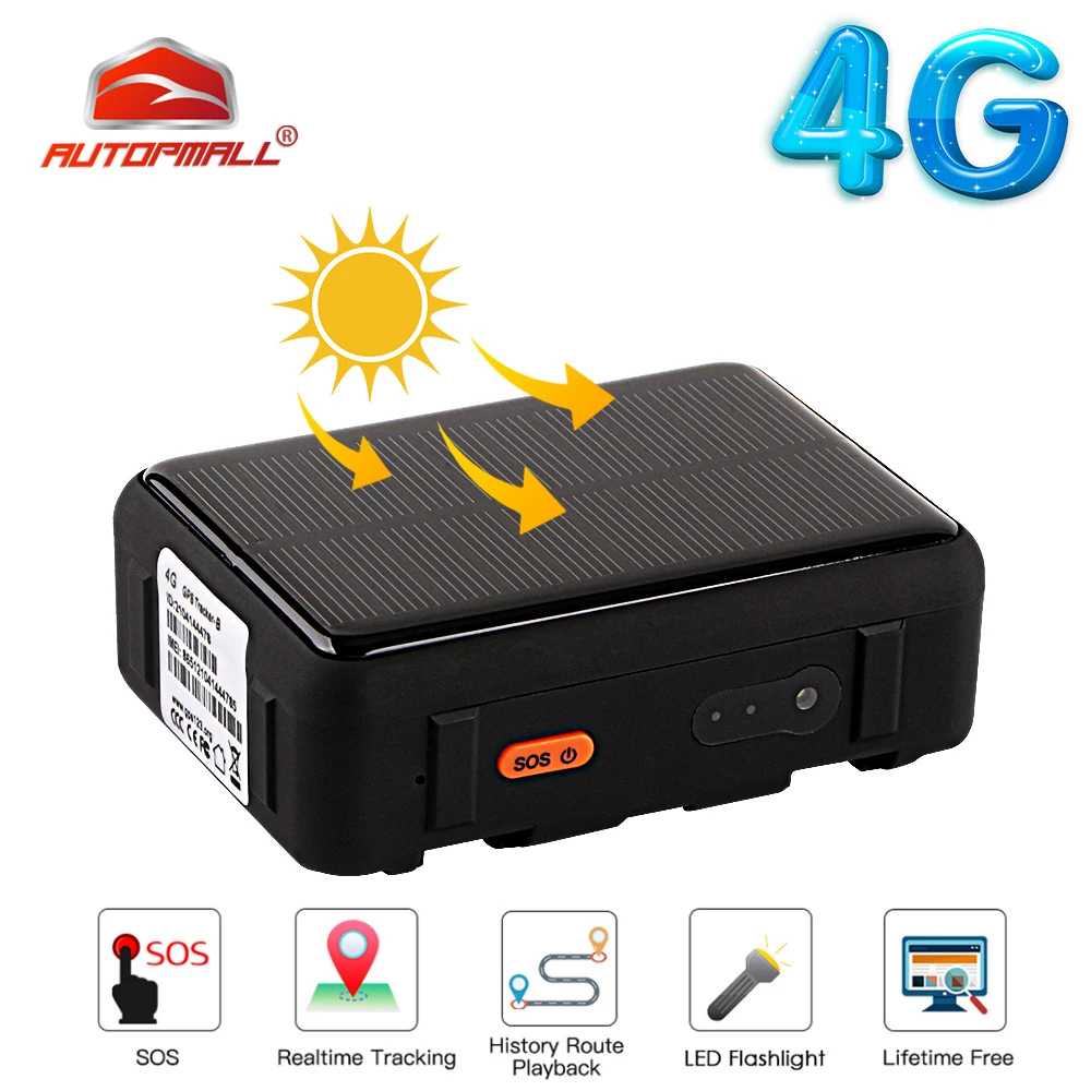 Автомобильный GPS трекер 4G с солнечной батареей водонепроницаемый для лодок