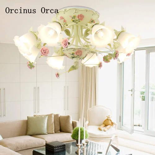

Роскошная белая Полимерная потолочная лампа во французском стиле, романтическое украшение для гостиной, столовой, спальни, потолочный свет...