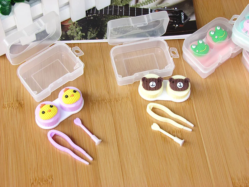 20set/lot Rabbit panda frog animal contact lenses box / companion Cartoon eyeglasses lens care /pencil case | Канцтовары для офиса