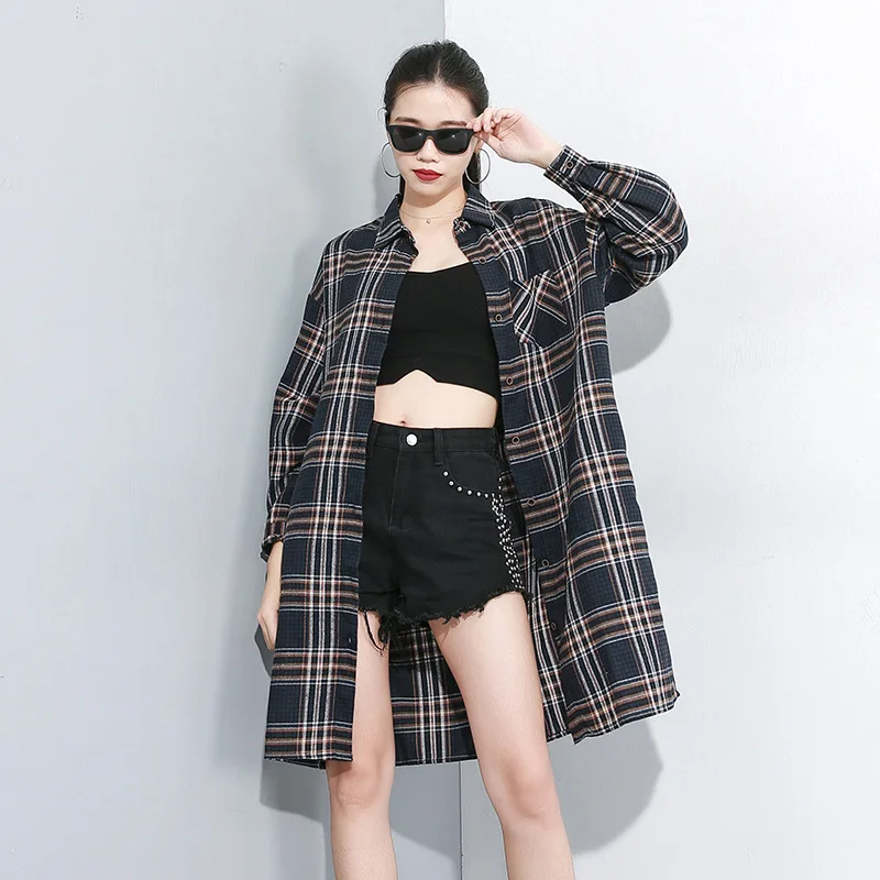 2019 новый дизайн женское весенне осеннее клетчатое платье блузка с длинными