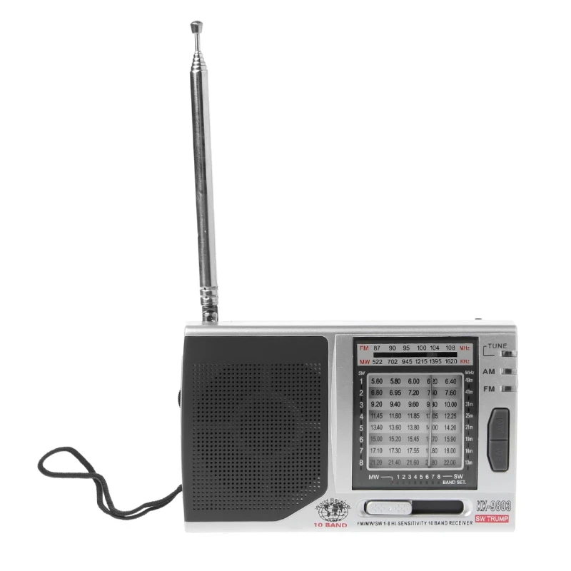 KK 9803 FM/MW/SW1 8 полный 10 полосный Hi чувствительность радиоприемник с откидной чехол