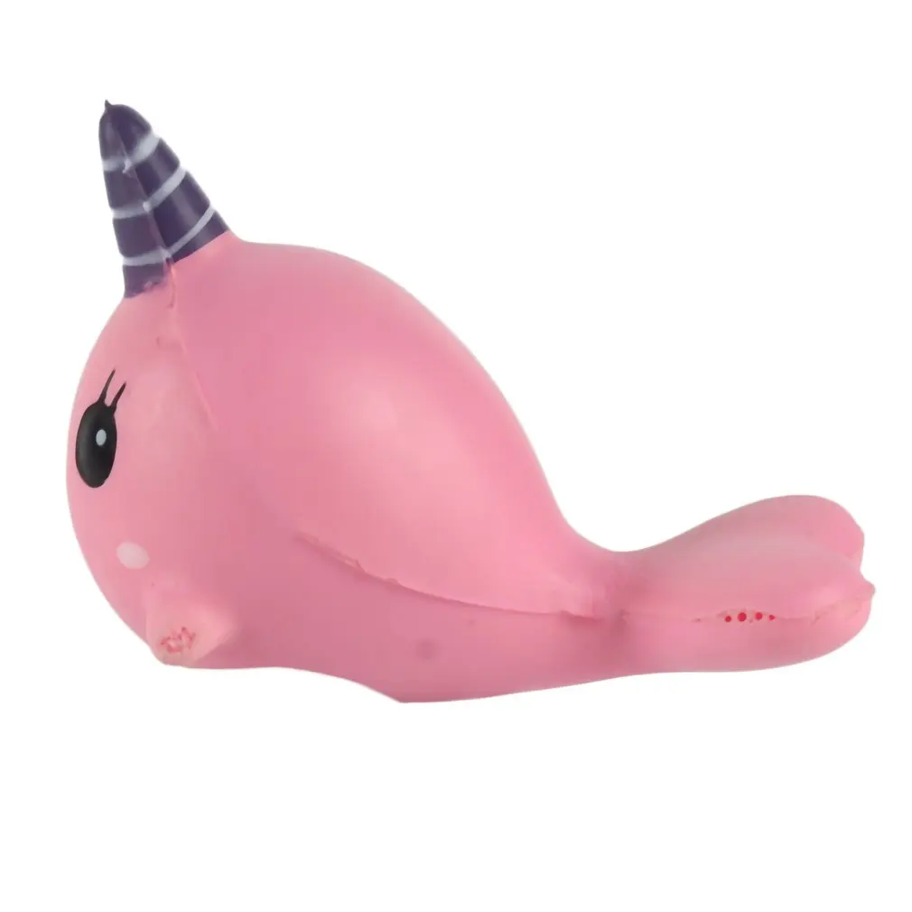 Мягкая игрушка яркий рожок КИТ медленно поднимающийся Радуга сжимает