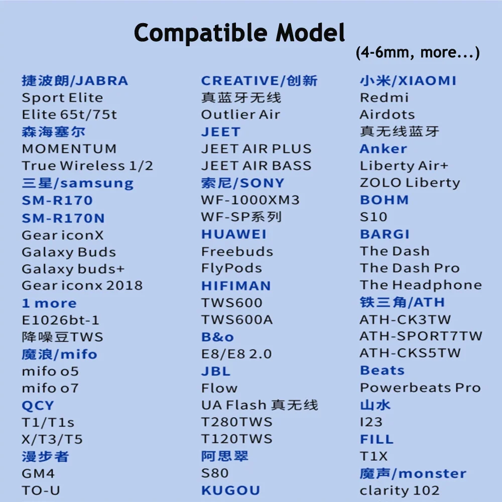 Латексные наушники-вкладыши для Sony WF-1000XM4 - TWS 4-6 мм Samsung SM-R170 WF-1000XM3 Huawei Freebuds H270 |